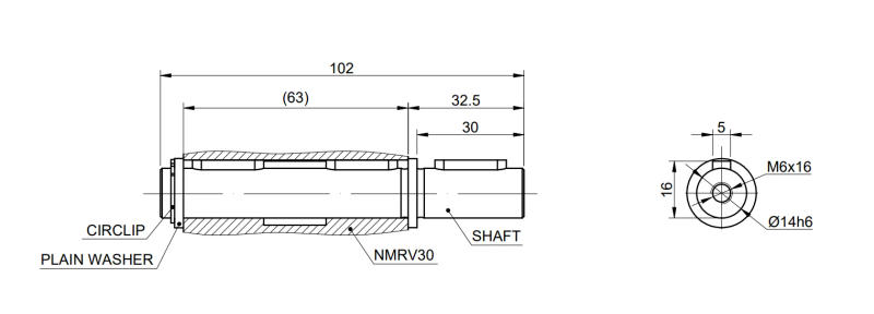 Description Picture 4 of itemSingle Output Shaft 14mm shaft diameter for NMRV30 Worm Gear Speed Reducer