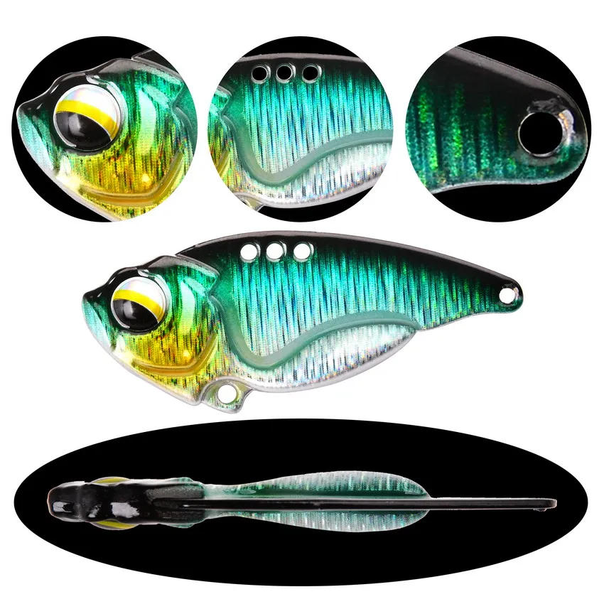 Description Picture 3 of item5pcs/box Metal Sinking Lipless Crankbait Blade VIB 5g 9g 12g Cicada Wobblers Baits Tackle For Bass Pike Perch Fishing Lures