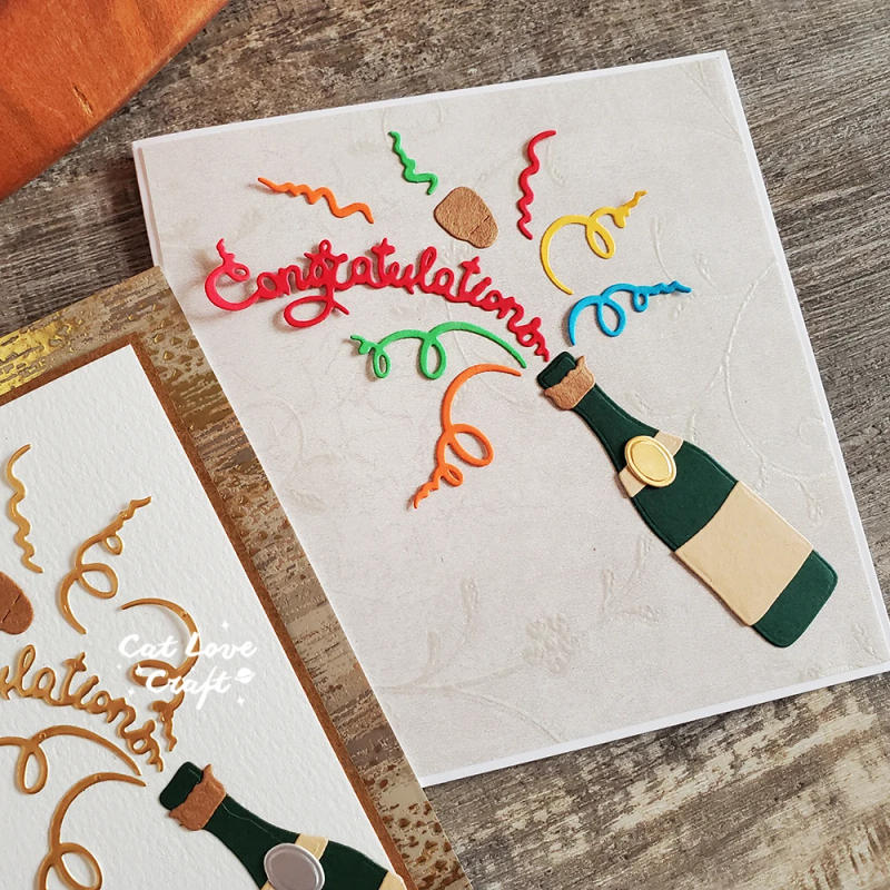 Description Picture 5 of itemCongratulations Word Wine Celebration Metal Cutting Dies Scrapbooking Stencil Die Cuts Card Making DIY Craft Embossing New Dies