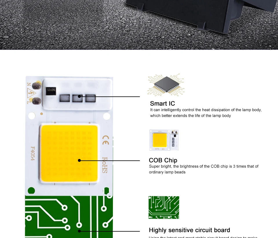 Description Picture 3 of itemLED Chip 10W 20W 30W AC 220V COB Chip Smart IC No Need Driver LED Bulb LED Lamp Beads Flood Light Spotlight Diy Lighting F4054