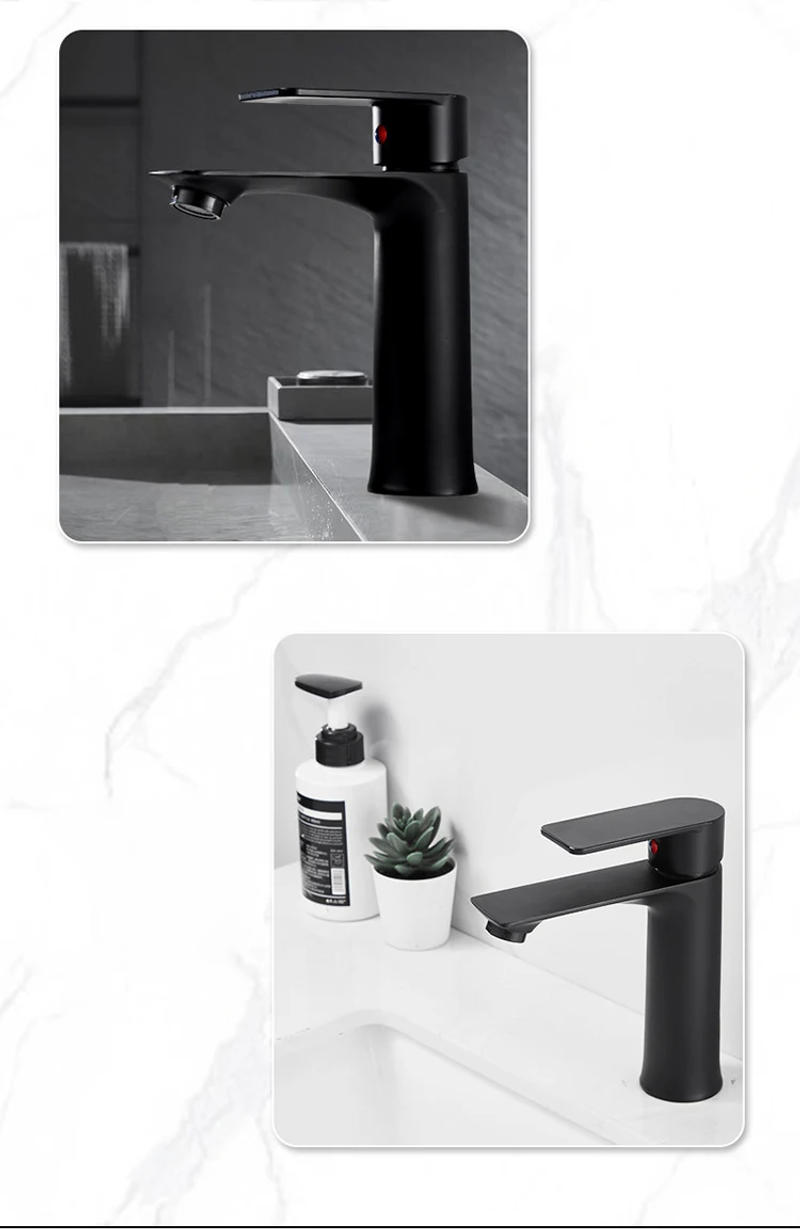 Description Picture 5 of itemBlack Basin Faucet Bathroom Washbasin Sink Water Mixer Tap Hot Cold Water Basin Sink Tap kitchen Deck Mounted Faucet accessories
