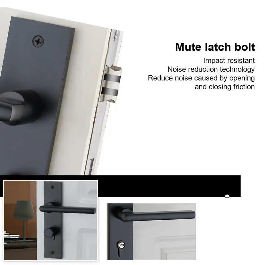 Description Picture 4 of itemAluminum Door Handle Lock European Style Bedroom Interior Door Lock set with Keys Screw Home Security Accessories Lock Security