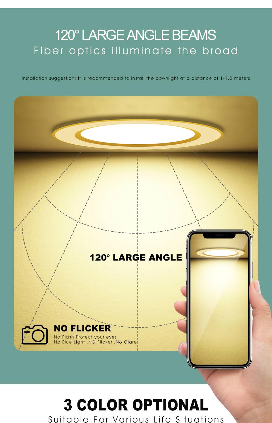 Description Picture 6 of itemRound Led Downlight SMD 2835 LED Recessed Downlight 3W 5W 7W 9W 12W Driverless AC220V Ceiling Spot Light Indoor Lighting