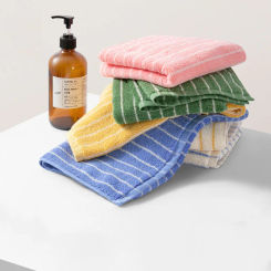 Small Towel 100% Cotton Striped Pink 2PCS Thickened Children Bathroom Highly Absorbent Adult Blue Hand Towel Set 34X74CM