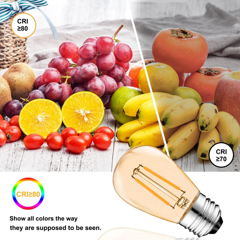 Description Picture 6 of itemS14 Vintage Led Filament Bulb E27 2W Amber Plastic ST45 LED bulb Warm White 2700K Edison Light Lamp IP44 For String Lighting