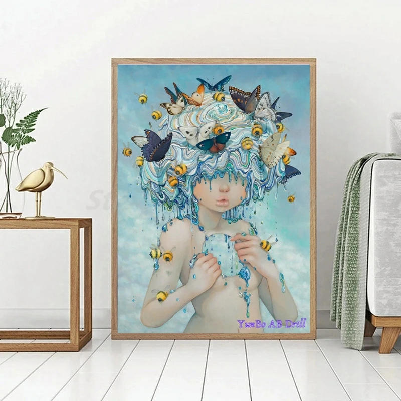 Description Picture 3 of itemFantasy Art Cartoon Butterfly Girl AB Drill Diamond Painting Cross Stitch Amazing Animal Snake Bird Mosaic Handmade Home Decor