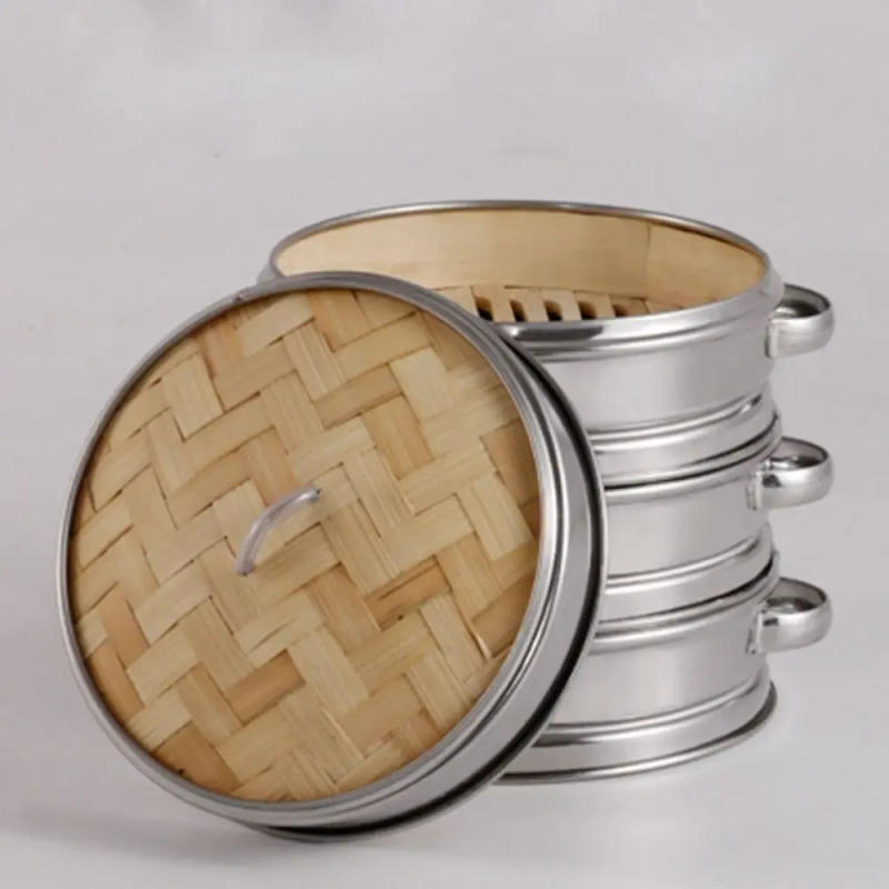 Description Picture 6 of itemStainless Steel Steamer with Lid 14/16/18/20/24/30cm Home Bamboo Steamer for Cooking Fish Rice Pasta Vegetables Dim Kitchen Tool