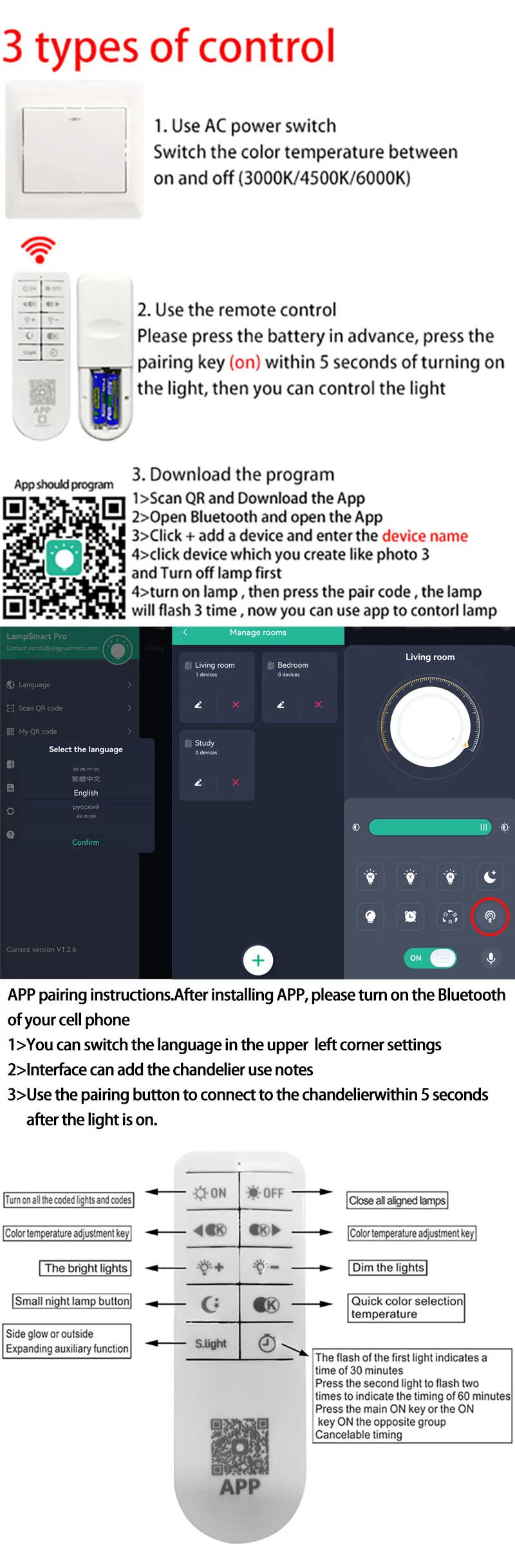 Description Picture 3 of itemModern Led Chandelier Dimmable Led Ceiling Lights Gold/Chrome/Black Modern Ceiling Lights for Bedroom Kitchen with Remote Contro