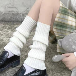 Lolita Long Socks Women Leg Warmers Knitted Warm Foot Cover White Arm Warmer Ladies Autumn Winter Crochet Socks Boot Cuffs