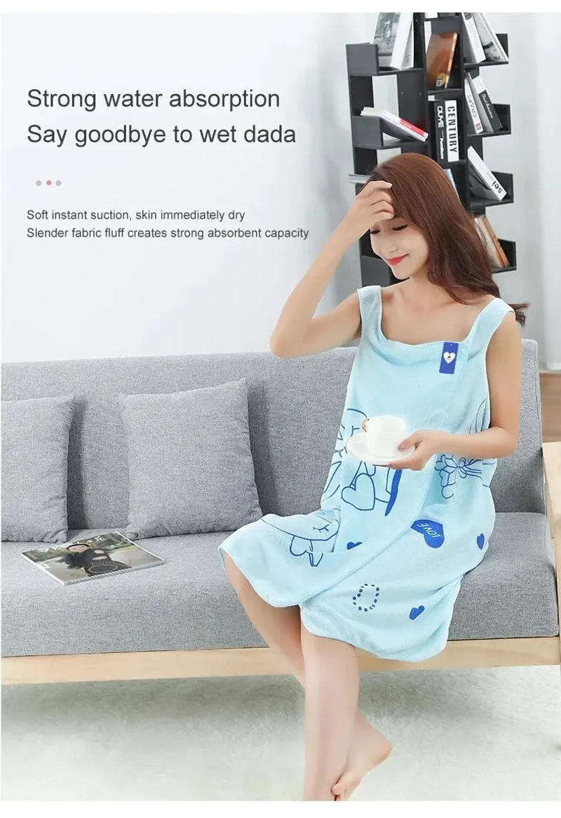 Description Picture 4 of itemWearable Bath Towel Love Rabbit Increase Thickened Adult Women Wipe Chest Bath Skirt Absorbent Sweat Steam Skirt Sauna