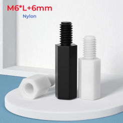 Black White Nylon Standoff Spacer M6*L+6mm Male To Female Plastic Insulated Adiabatic Spacer Length 10mm~60mm