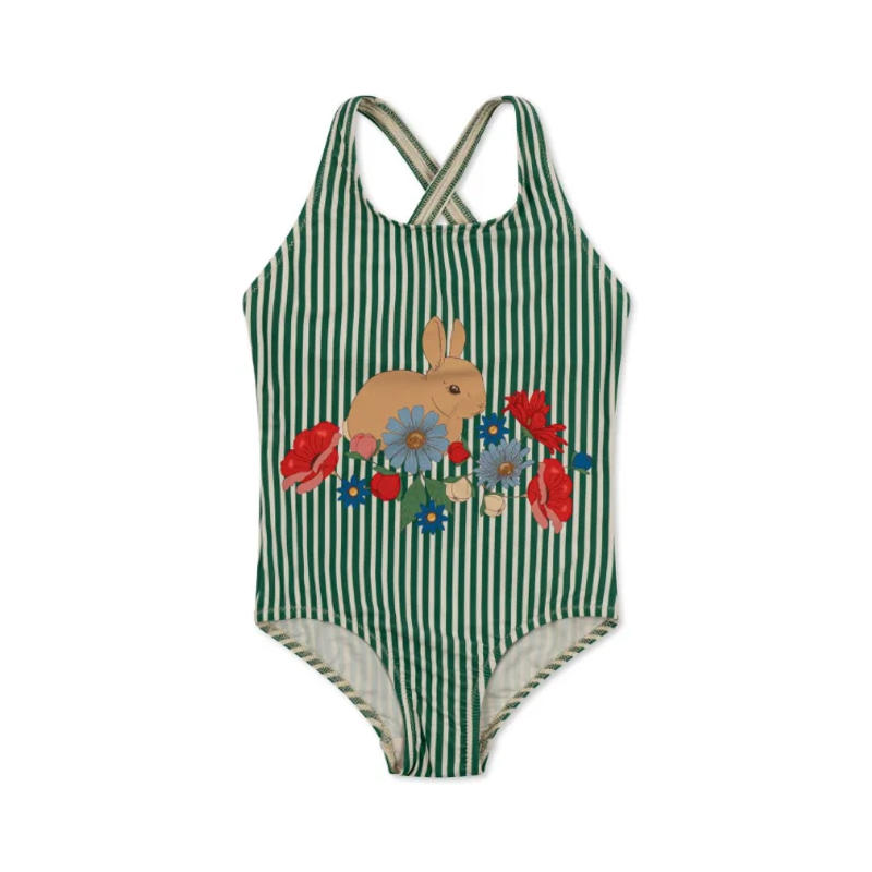 Description Picture 5 of itemBaby Girls Swimwears Summer Sleeveless Swimsuit Kids One-piece Pajama Set Toddler Girls Sunscreen Green Bodysuits Bikini Suits