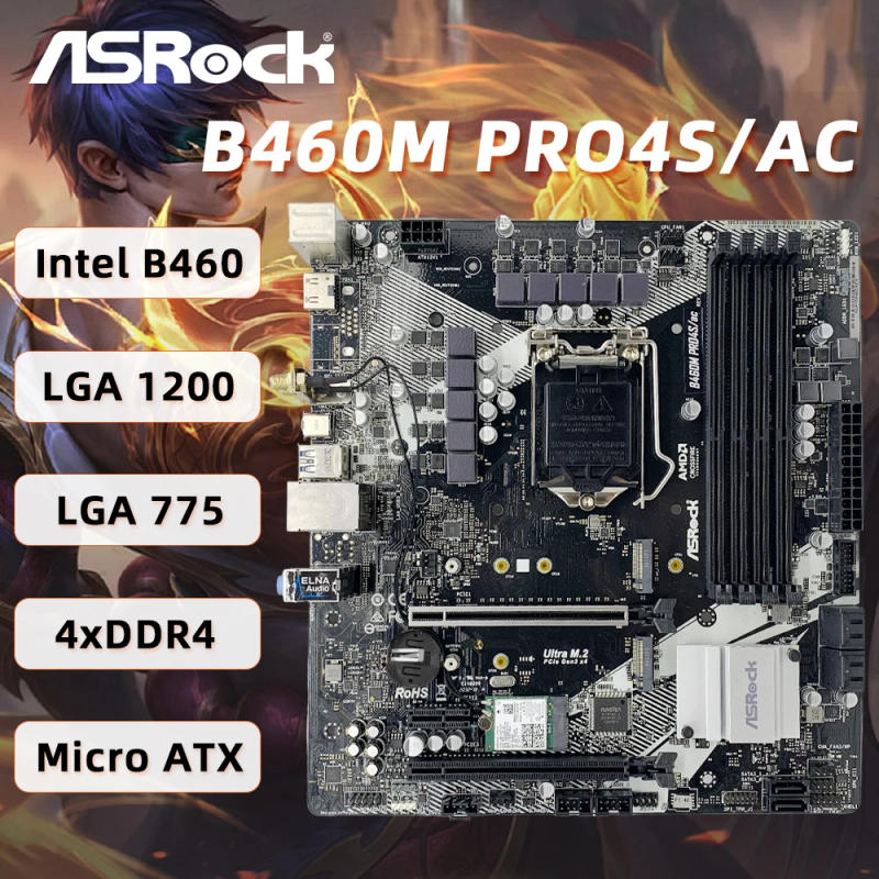 Description Picture 2 of itemASRock B460M Pro4s/AC Motherboard Intel B460 Motherboard DDR4 128GB LGA 1200 support i3-10105 10400 10100 10105 10700 cpu