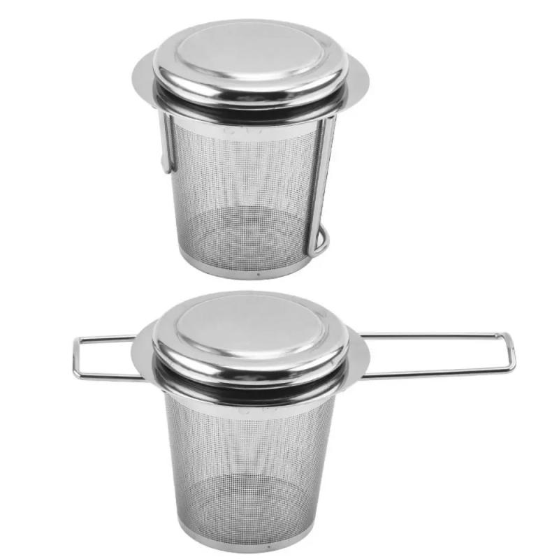 Description Picture 2 of item304 Stainless Steel Tea Drain with Lid Tea Strainer Collapsible Double Handle Tea Strainer with Lid Tea Brewer
