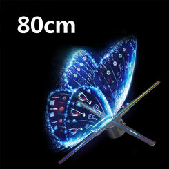 80cm 3D Hologram Fan Projector Wifi LED Sign Holographic Player Shop Bar Party Advertising Display Light Support Splicing