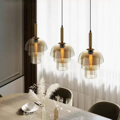 Modern LED Restaurant Glass Pendant Lamp Vintage Art Champagne Glass Living Room Aisle Bar Decor Hanging Light Fixtures
