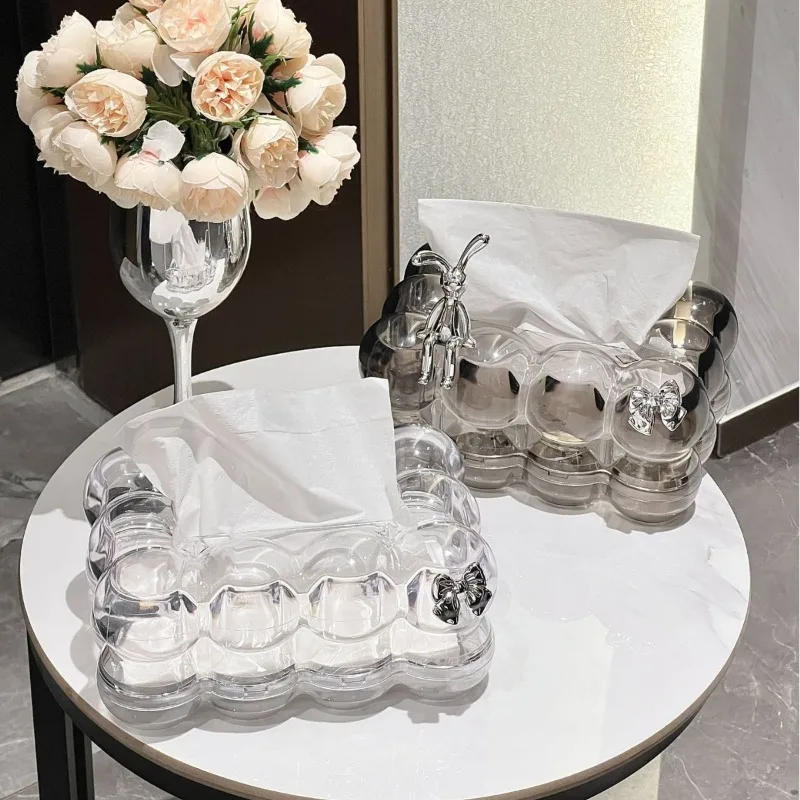 Description Picture 2 of itemNordic Light Luxury High-looking Tissue Box Home Living Room Coffee Table Tissue Storage Box Creative Transparent Tissue Box