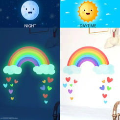 Cartoon Rainbow Luminous Wall Stickers Glow In The Dark Cloud Heart Wall Decal For Baby Kids Room Nursery Home Decorations DIY
