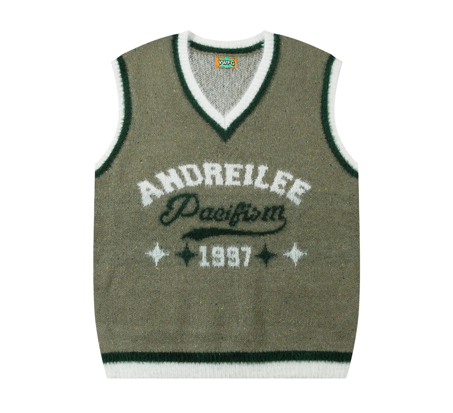 Description Picture 4 of item2023 College Sweater Vest Men Women Nylon Letter Printed Loose Sleeveless Sweaters High Street Casual Jumpers Autumn Winter Tops