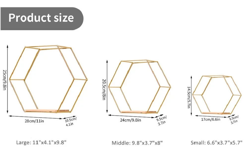 Description Picture 3 of itemHexagonal Floating Wall Shelf Miscellaneous Storage Rack Wall Mounted Manual Display Rack Living Room Bedroom Home Decoration