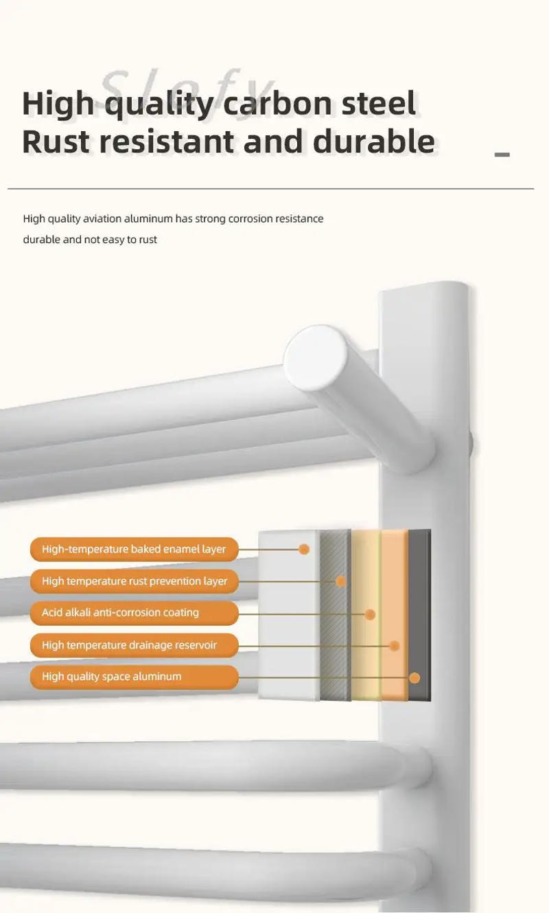 Description Picture 5 of itemElectric Heated Towel Rack Wall Mounted Drying Rack Towel Warmer with Top Shelf for Bathroom Heated Towel Warmer Heater Plug-in