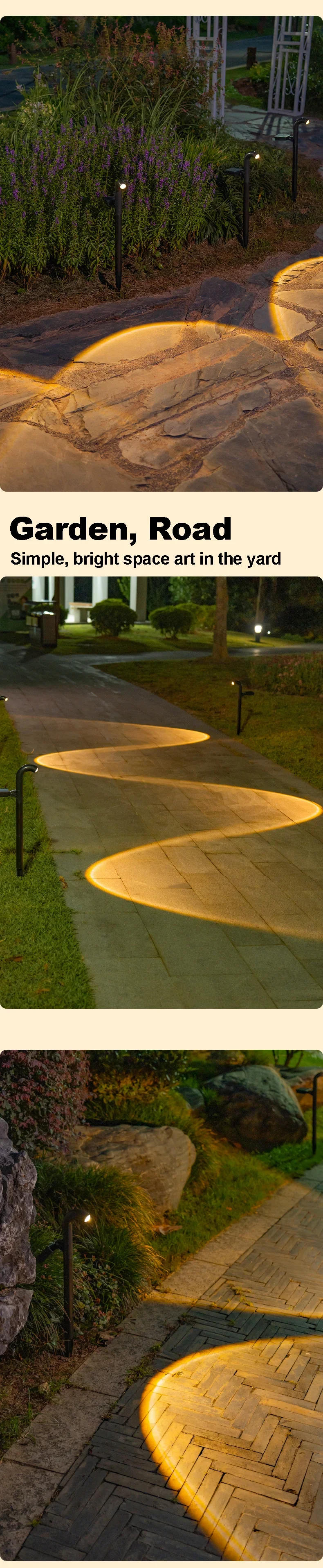 Description Picture 4 of item1-4 Pcs LED Solar Powered Spotlight IP55 Waterproof Lawn Lamps Warm Light Projection Path Lamp for Walkway Patio Garden Decor