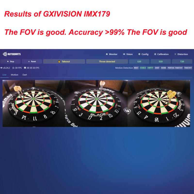 Description Picture 4 of itemGXIVISION Webcam IMX179 30fps 2M Cable 3mm Lens No Distortion,USB Camera Module,Compatible For Autodarts.io Scoring System