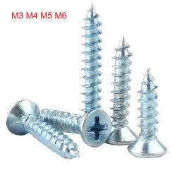 Hardened Blue Zinc Plated Phillips Flat Countersunk Head Tapping Screws M3 M4 M5 M6
