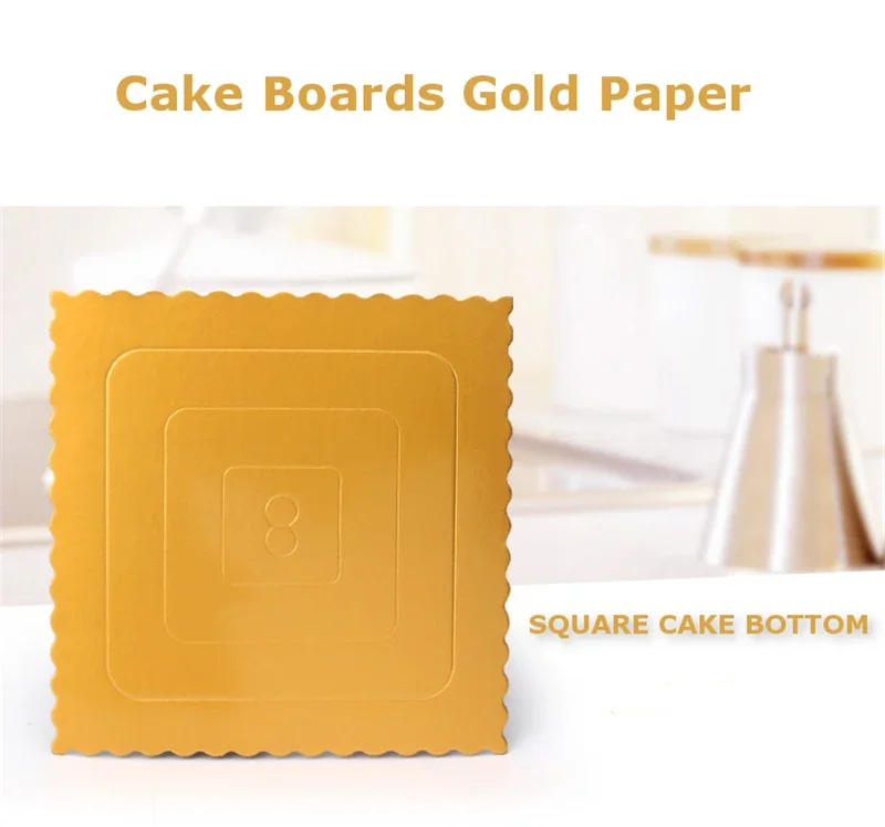 Description Picture 6 of item8 inch Round Square Dessert Displays Tray Gold Paper Cake Boards Wedding Birthday Cake Pastry Tools Kitchen Baking Supplies