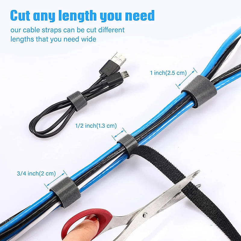 Description Picture 6 of item5M/Roll Reusable Fastening Tape Cable Ties Roll Double Side Hook Roll Hook and Loop Adhesive Fastener Straps For Wire Organizer