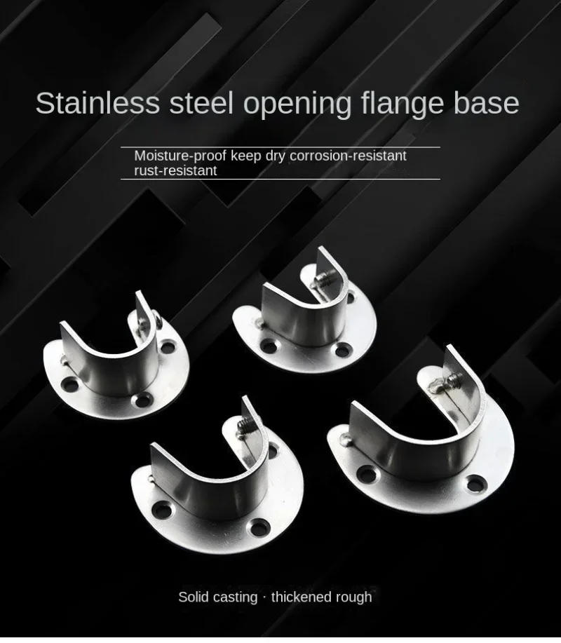 Description Picture 2 of item304 Stainless Steel Flange Seat Wardrobe Hanger Rod Fixing Hardware Accessories Curtain Rod Tube Hook Fixed Support Bracket Seat