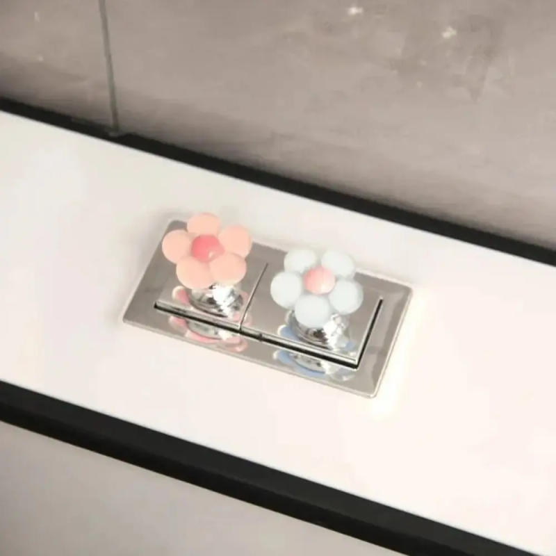 Description Picture 4 of item1/2PCS Flower Shaped Toilet Flush Button Drawer Handle Toilet Tank Button Toilet Lid Lifter Labor-saving Toilet Tank Button Aid