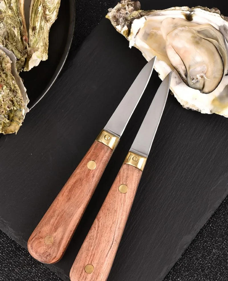 Description Picture 5 of item5pc Oyster Knife Kitchen Seafood Tool Rosewood Handle Stainless Steel Raw Shell Knife Shellfish Opener Tool Tea Knife