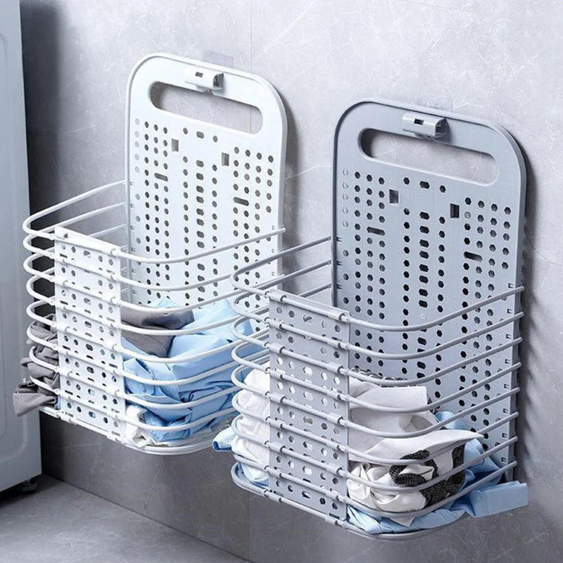 Description Picture 3 of itemFoldable Bathroom Laundry Basket Wall-mounted Dirty Clothes Storage Basket Household Laundry Bag Laundry Bathroom Organizer New