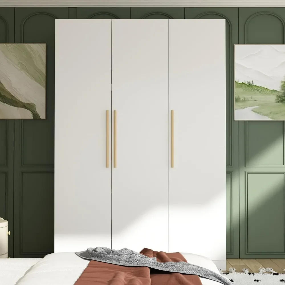 Description Picture 2 of item3 large self-supporting wardrobes with shelves and 2 hanging poles, wooden clothing storage cabinets in the bedroom organizer