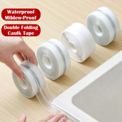 Double Line Caulk Tape Professional Self Adhesive Mildew-proof Sealing Tape Countertop Colorful Shower Tile Sealer Household