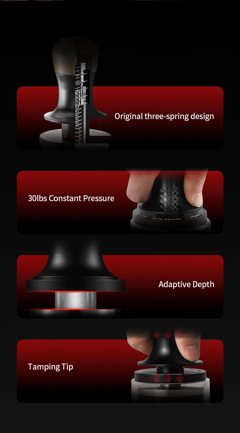 Description Picture 3 of itemMHW-3BOMBER 30lbs Coffee Tamper Ripple Base Constant Pressure Espresso Tamper 3pcs Calibrated Spring Loaded Home Barista Tools