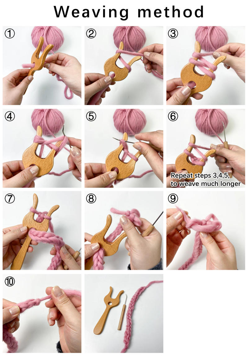 Description Picture 3 of itemLarge 19cm Wooden Fork Knitting Fork Handmade Wool Knitting Flower Fork