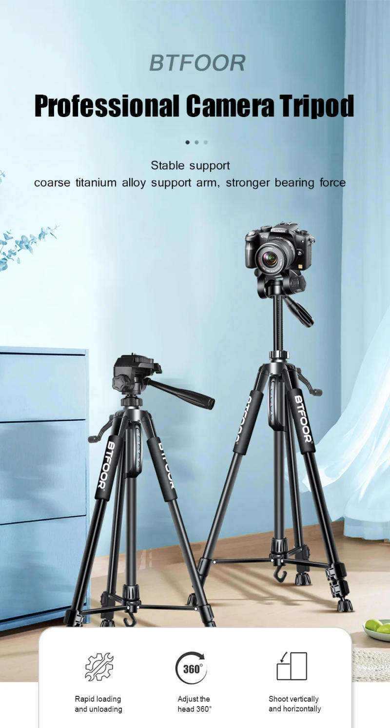 Description Picture 2 of itemPhone Travel Self Tripod  Aluminum Tall 55” 140CM Stand With Quick Plates Mount Pan Head For Iconic Brand Nikon DSLR SLR Digital Camera