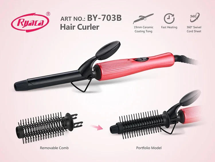 Description Picture 2 of itemHair Curling IronProfessional Custom Brand 19mm Ceramic Automatic Hair Curling Iron Wand
