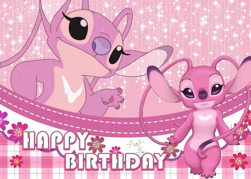 Description Picture 4 of item1set Cartoon Lilo&Stitch Theme Party Backdrops Kids Birthday Party Photo Decoration Photography Ocean Flower Background Decor