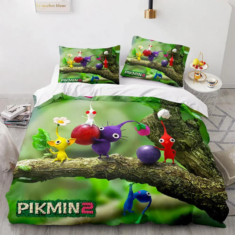 Description Picture 4 of itemNew 3D Game PIKMIN Bedding Sets  Comforter Quilt Bed Cover Duvet Cover Pillow Case 2-3 Pieces Sets Kids Adult Size Home Textiles