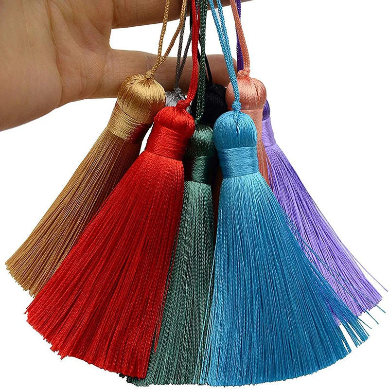 Description Picture 6 of item2/4Pcs 16cm Silk Tassel Chunky Tassels Soft Elegant Handmade Silky Floss Tassels with Cord Loop for Crafts Earrings Jewelry Make