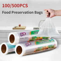 50/100pcs Plastic Packaging Bag Fruit Vegetable Fresh-keeping Bag Disposable Wrap Plastic Bags Kitchen Storage Organization