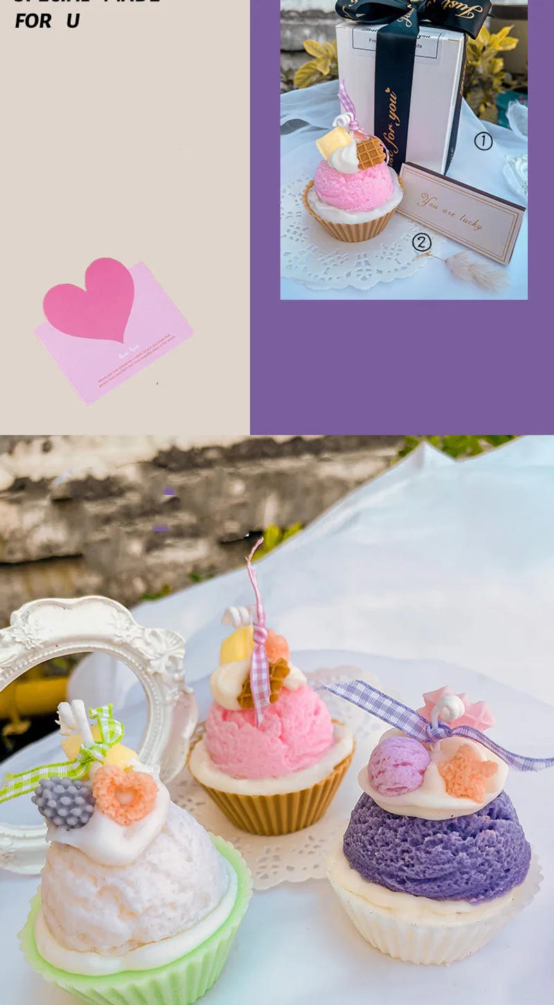 Description Picture 3 of itemCup Cake Silicone Mold 3D Candle Ice Cream Scented Soap Cone Muffin Birthday Gift Bedroom Diffused Stone Summer Wedding Decor