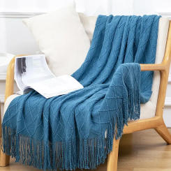 Tapestry Bedspread Blanket Solid Color Summer Spring Tassel Knit Plaid