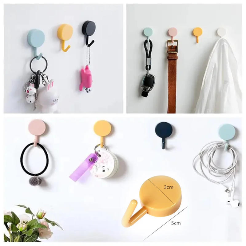 Description Picture 3 of item5Pcs Self Adhesive Hooks Kitchen Bathroom Storage Hanger Key Bags Towel Holder Rack Hook Household Door Wall Hanging Hook
