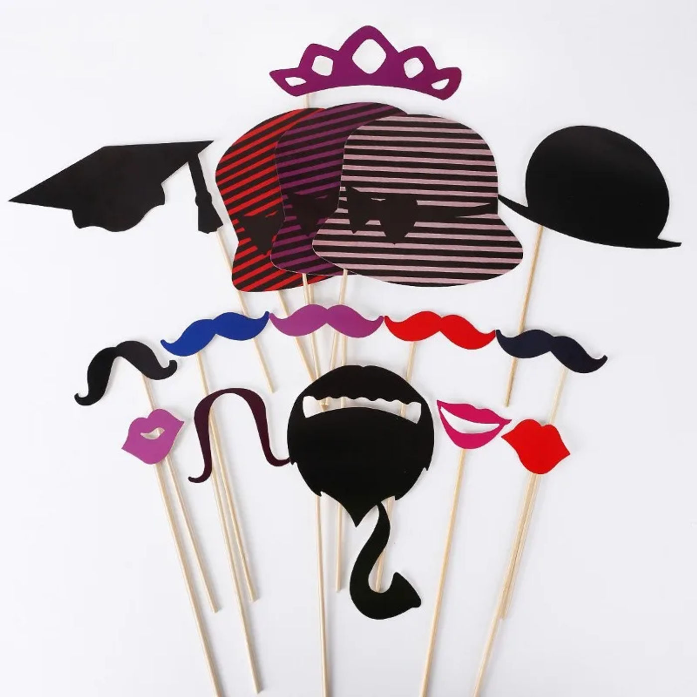 Description Picture 4 of item76PCS Photo Props Photobooth Just Merried Funny Glasses DIY Birthday Baby Shower Boy Girl Photo Booth Props Wedding Decorations