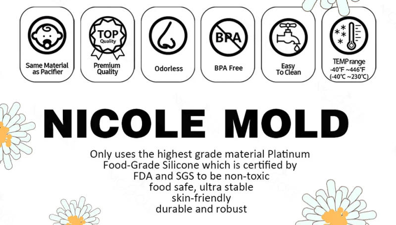 Description Picture 3 of itemBoowan Nicole Daisy Flower Taper Candle Silicone Mold DIY Form for Candles DIY Handmade Scented Candle Making Supplies