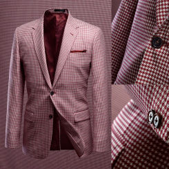 Pink Houndstooth Men Suit Tailor-Made One Piece Blazer Men Jacket Single Breasted Formal Business Causal Party Host Tailored
